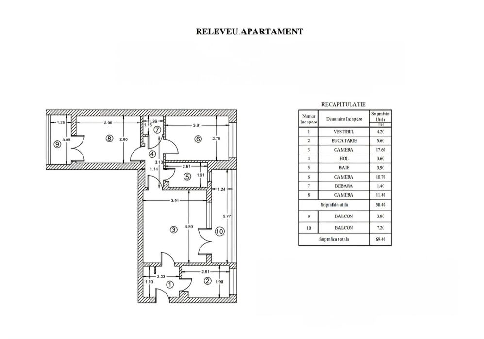 Apartament 3 camere, 2 balcoane, Gorjului, S6