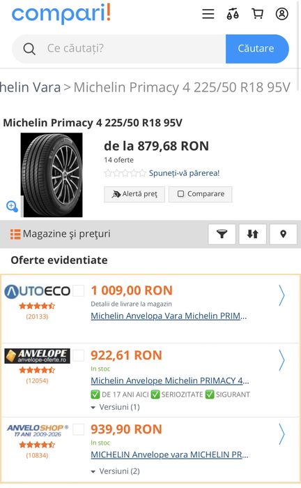 4 anvelope de vara 225/50/18 Michelin DOT 2021!