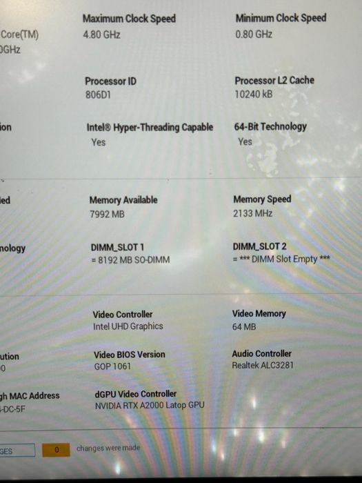 Dell Precision 5560 i7-11850H , nVidia RTX A2000 , i7 gen 11