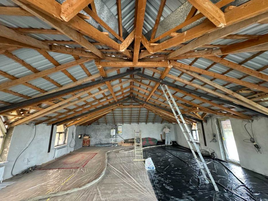 Pena sepish xizmati, penka, пена утепление мансарды, ангара крыши дома