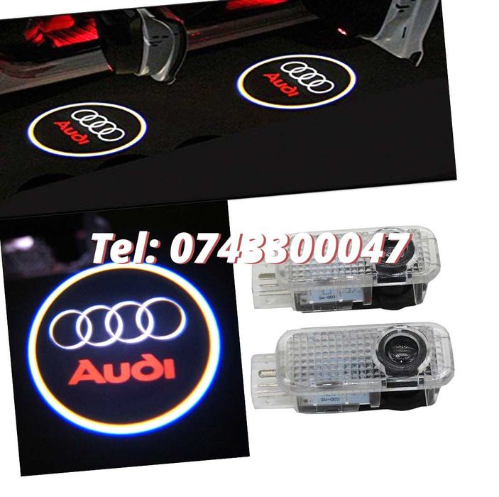 Set Lampi Led Holograme Proiectoare Logo Portiera Audi A3 A4 A5 A6 Q3