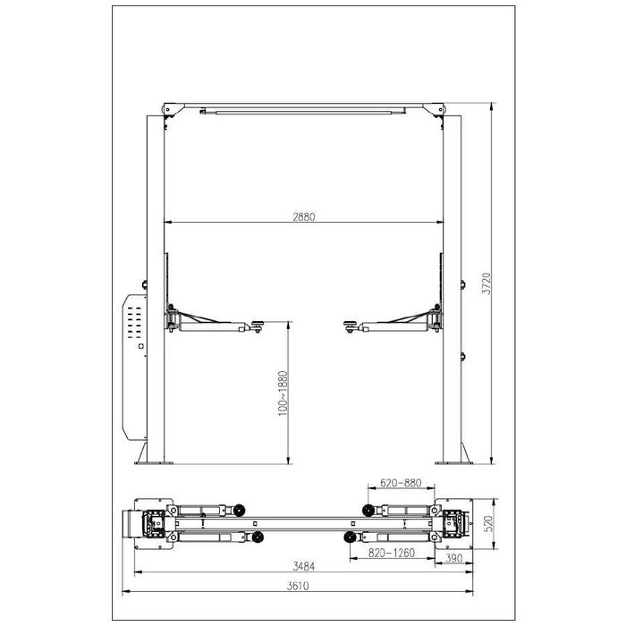 Elevator auto cu 2 coloane de 4T, brate cu 2 segmente - STD-5740E
