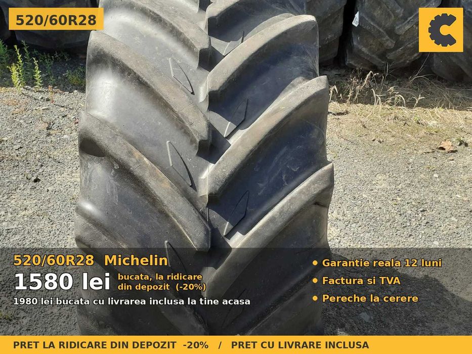 Cauciucuri Anvelope 520/60R28 520 60 R28 5206028 520 60R28 Michelin Tractor Utilaje Agricole Radial SH Second Hand GARANTIE Garantie 1 An Factura