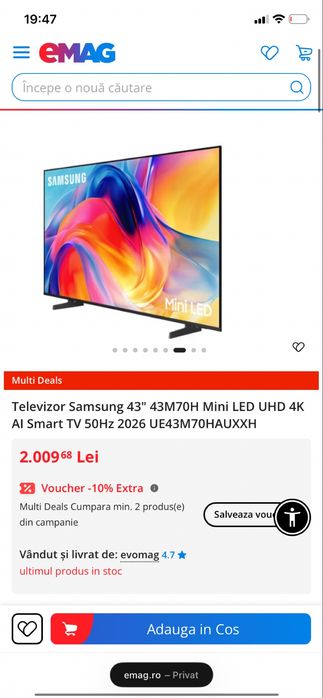 Televizor Samsung 43" 43M70H Mini LED UHD 4K Al Smart Tv