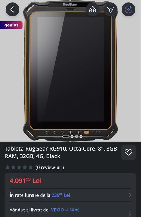 Tabletă RugGear RG910 – NOUĂ, 8”, 4G, rezistentă, stare perfectă
