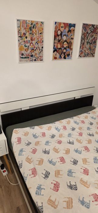 Pat doua persoane 140x200 cu lada + saltea spuma