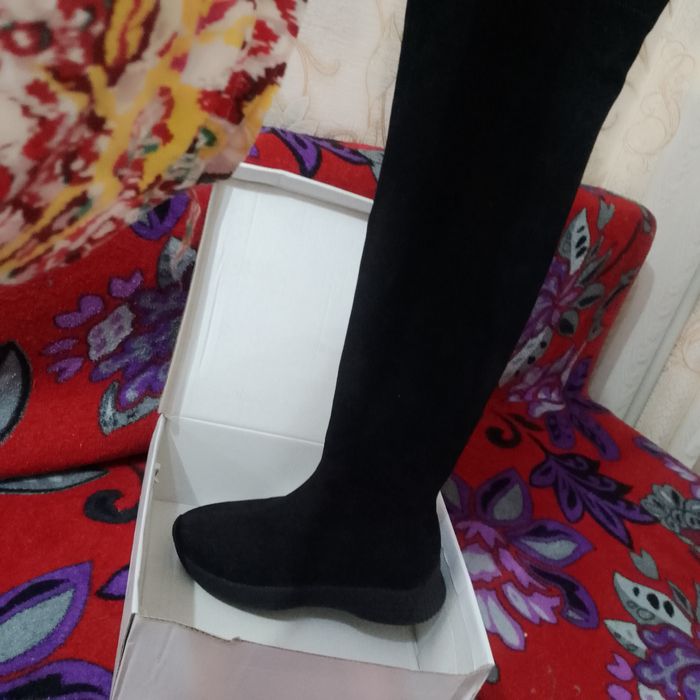 Замшевый длинный сапоги