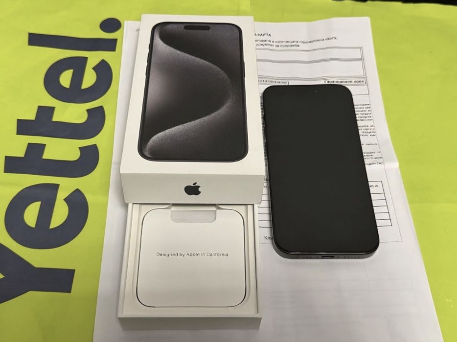 КАТО НОВ 256GB iPhone 15 Pro Yettel Гаранция 2026 Titanium Black Черен