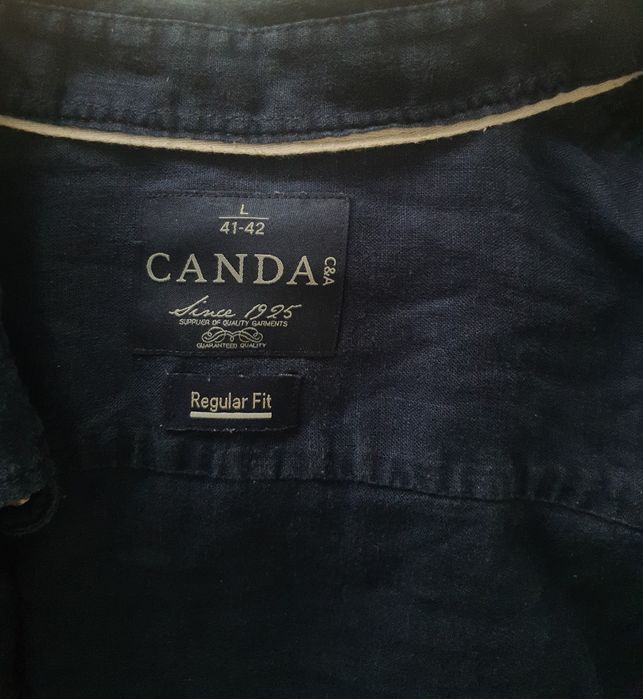 Cămașă bărbati  Canda Regular Fit 100% in L albastru închis premium vară maneca scurta