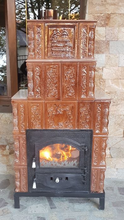 Semineu teracota 5R cu geam mare