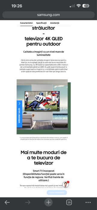 TV Samsung The Terrace, QLED, Ultra HD, 4K 189 cm