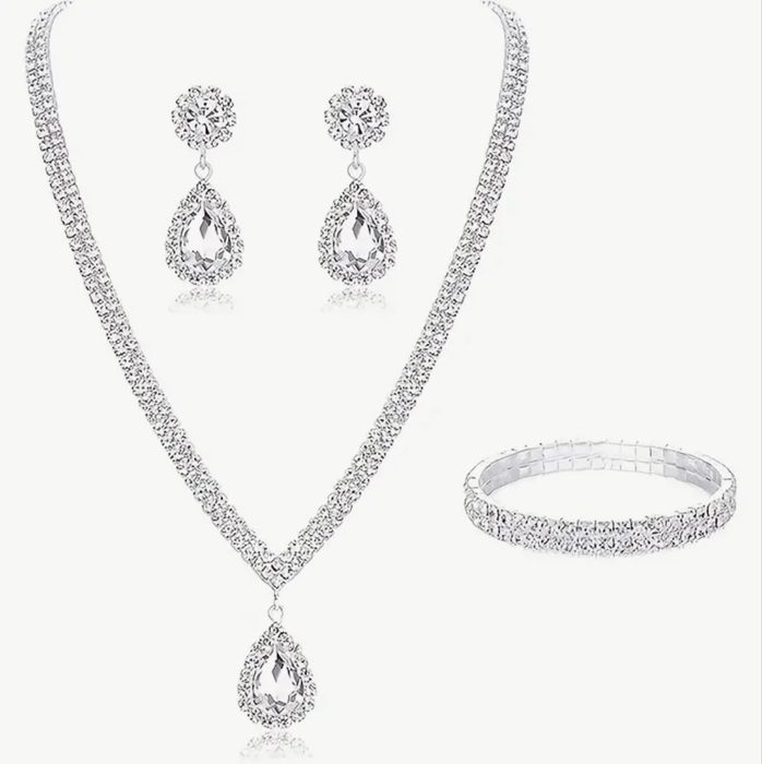 Луксозен комплект бижута с кристали 4 части – колие, обеци и гривна