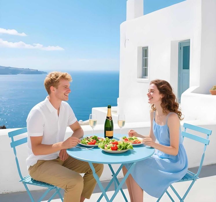 Set bistro pliabil 2 scaune + masă metal – mobilier grădină/balcon, albastru, compact - LIVRARE GRATUITA !