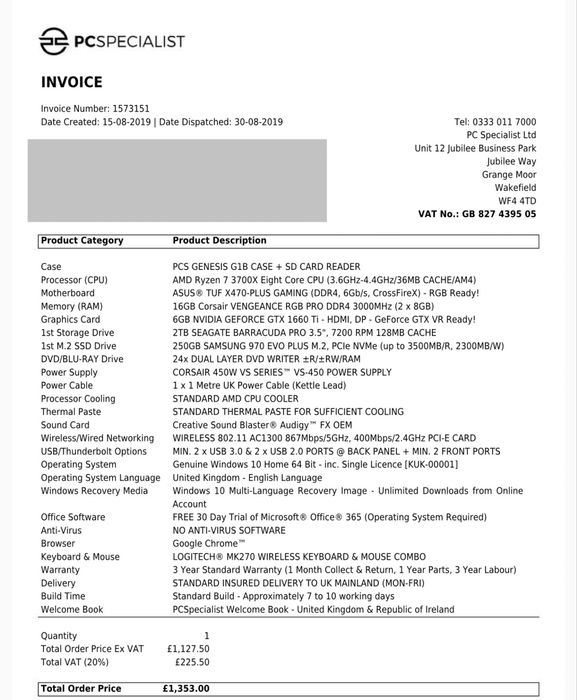 PC Gaming Ryzen 7 + GTX 1660 Ti
