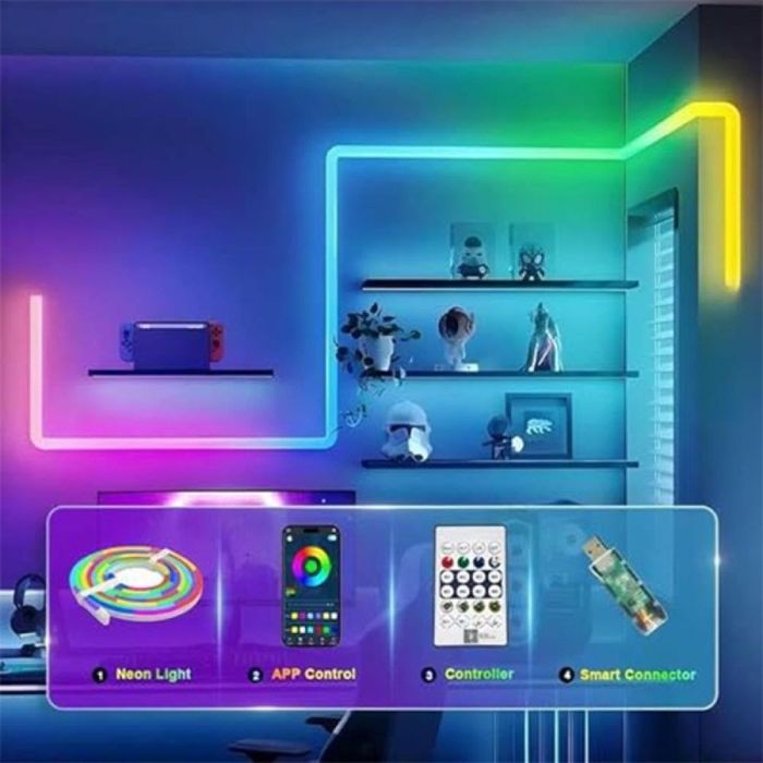 Комплект IC-RGB LED Неонова Лента 5М Bluetooth дистанционно управление