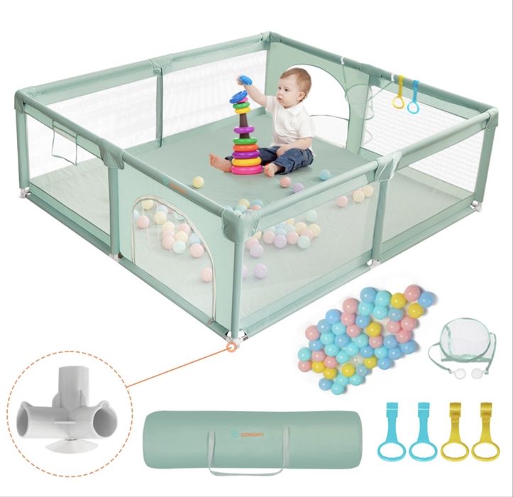 Tarc de joaca pentru bebelusi 180x200 Verde + Accesorii