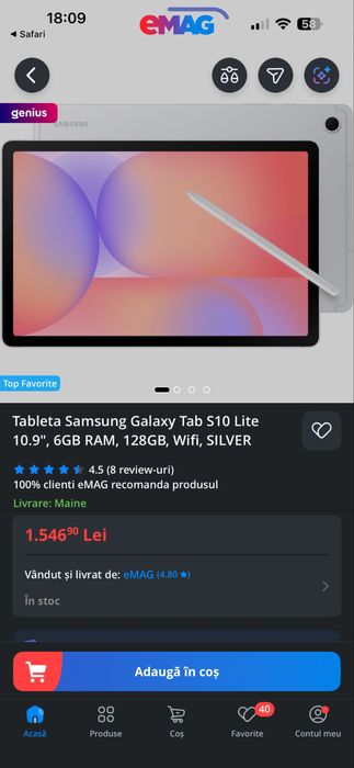 Tableta Samsung Galaxy Tab S10 Lite, 10.9", 128GB