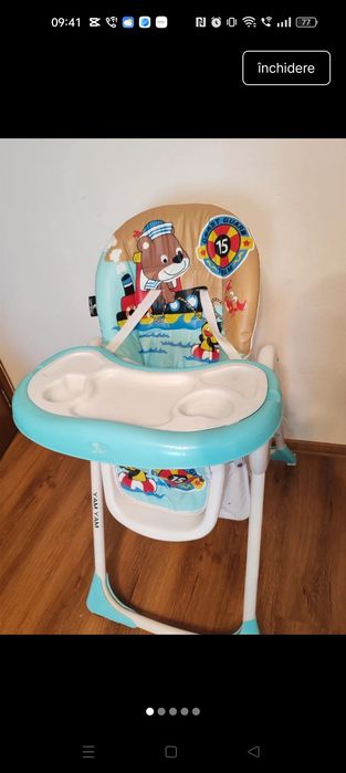 Scaun masă bebe Lorelli Yam Yam, reglabil înălțime și spătar.