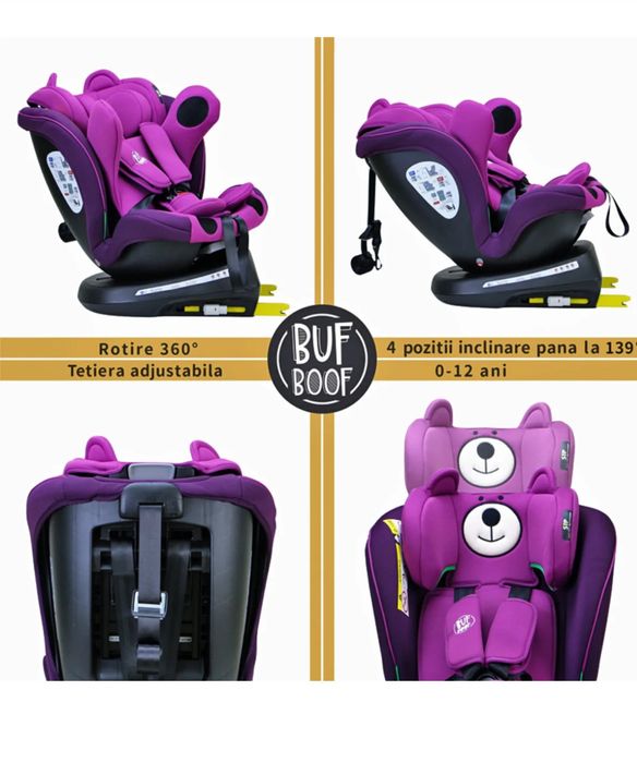 Scaun auto TWT Plus iSize Buf Boof UrsPurple cu isofix Rotativ