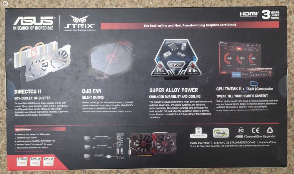 ASUS R9 380X STRIX 4Gb OC б/у в отличном состоянии