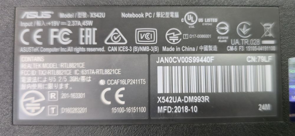 Laptop Asus X542