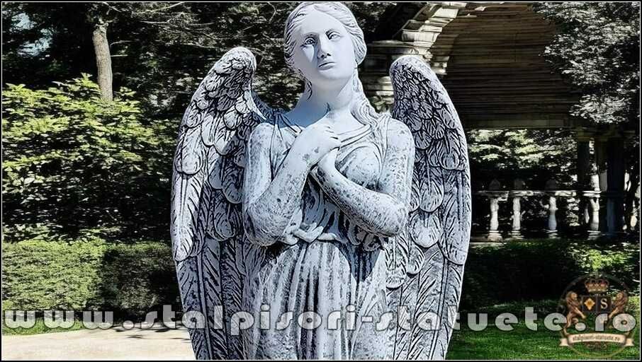 Statuetă îngeraș mare, gri patinat, model S20.
