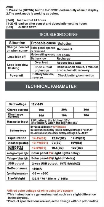 30A PWM соларно зарядно соларен контролер 12/24 с две USB x2a