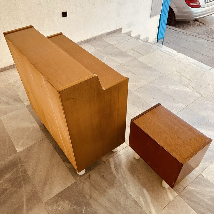 Италиански винтидж комплект – скрин + 2 нощни шкафчета (60–70-те)