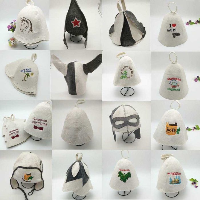 Шапки за сауна и за парна баня - 100% вълна - НАЙ НИСКА ЦЕНА