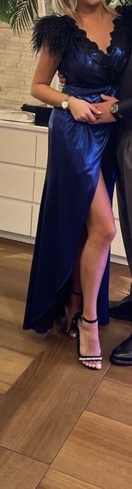 Rochie eleganta albastru metalizat