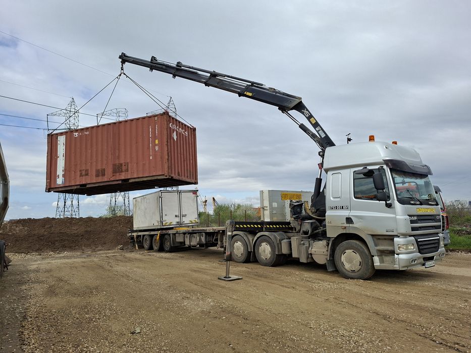 Transport containere,buldo excavatoare,utilaje,tractoare,inchiriez platforma trailer