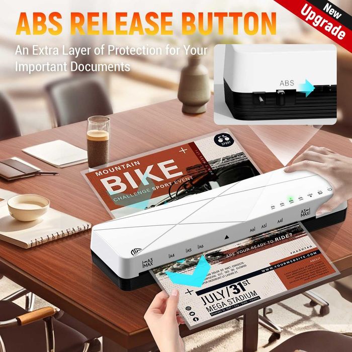 Ламинатор A3 A4 A5 A6 с 6 режима на ламиниране, ABS и автоматично изкл