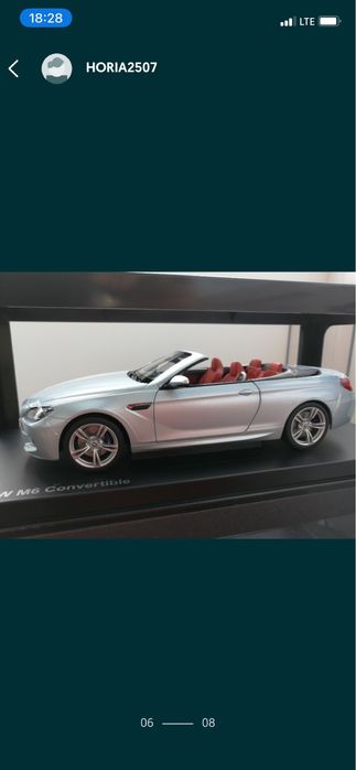 BMW M6 CONVERTIBLE SILVER macheta auto scara 1:18 PARAGON