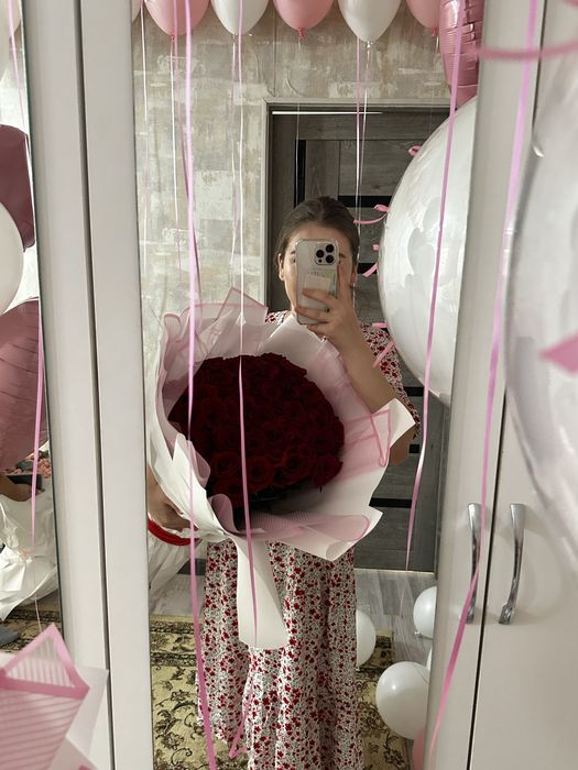 Цветы 51 роза 100 см