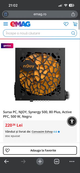Vand sursa njoy synergy 500w