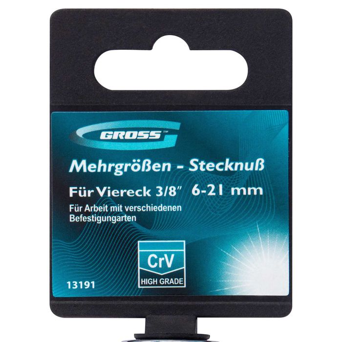 Вложка универсална,многоразмерна,6-21 мм3/8"CrVхромирана Gross-13191