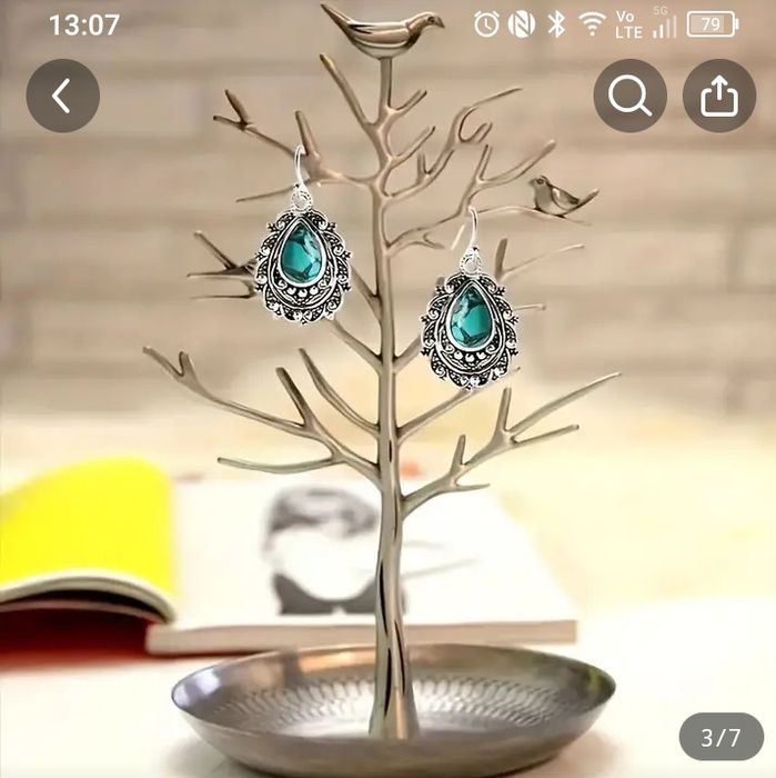 Винтидж тюркоазени висящи обеци, подарък за елегантната визия на сякаш