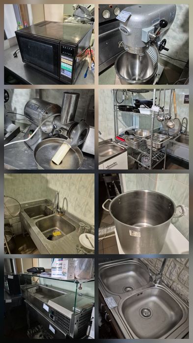 Vitrine calde,vitrine reci,hotă,mese inox,aragaz profesional,horeca