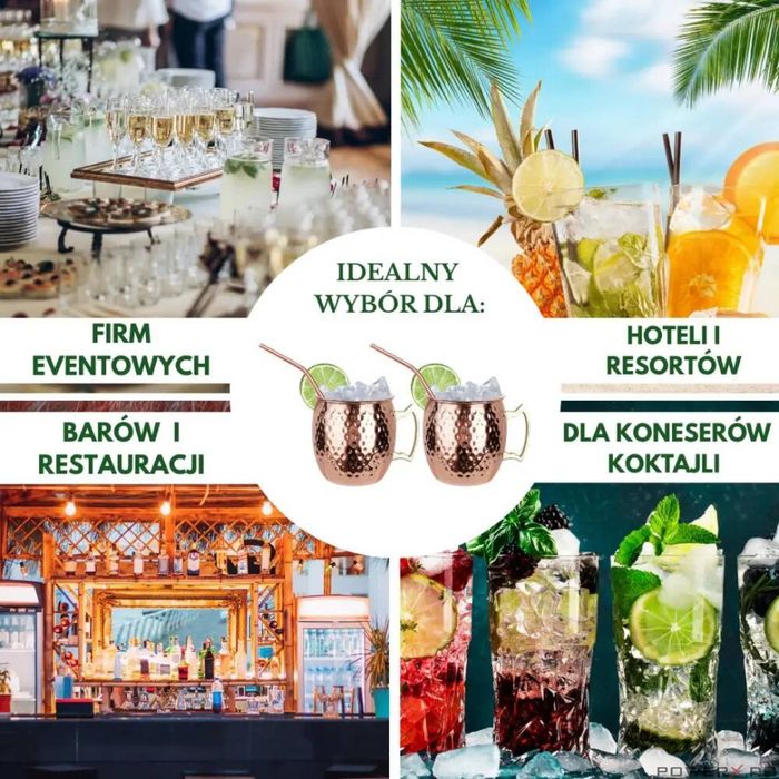 Set de pahare, Moscow Mule, 2×500 ml, 2 paie, Kinghoff