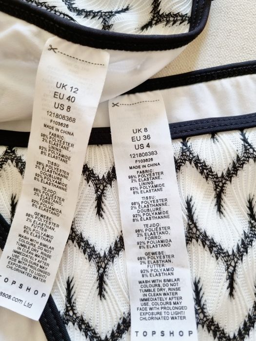 Бански костюм S/M бял черен две части горнище долнище triangle bikini