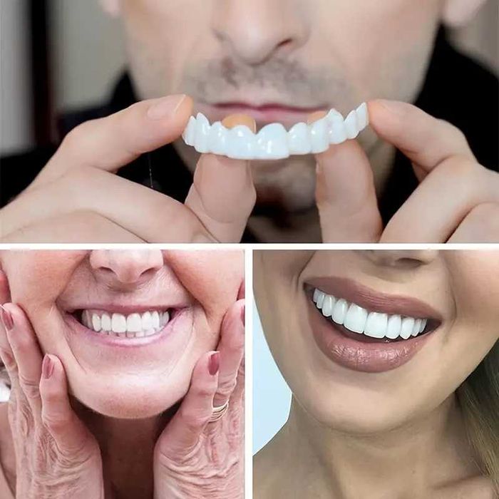 Proteze fatete dentare 2 seturi dinți superiori și inferiori pentru dinti ortodontici temporari dinti falsii.  Crema Scrub corp cu sare de mare 300g.