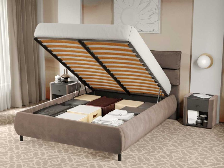 Pat Tapitat Cairo Cappuccino Velluto 29 rabatabil cu perne pe spatar