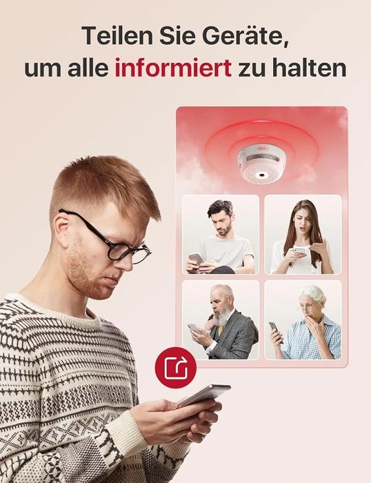 X-Sense FS61 интелигентен детектор за дим XS01-M 6 датчика с базова