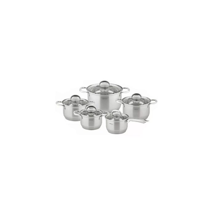 Set de 5 oale cu capac din inox, dimensiuni 16, 16, 18, 20, 24 cm,