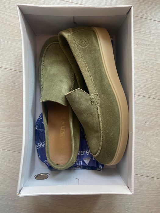 Pantofi loafers Benvenuti kaki din piele întoarsă