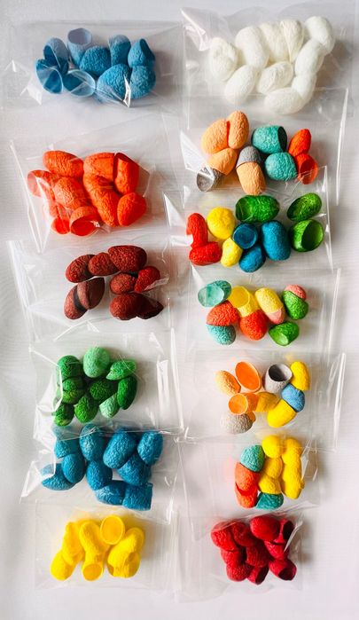 Оцветени копринени пашкули