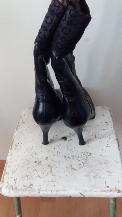 Сапоги черные кожаные новые