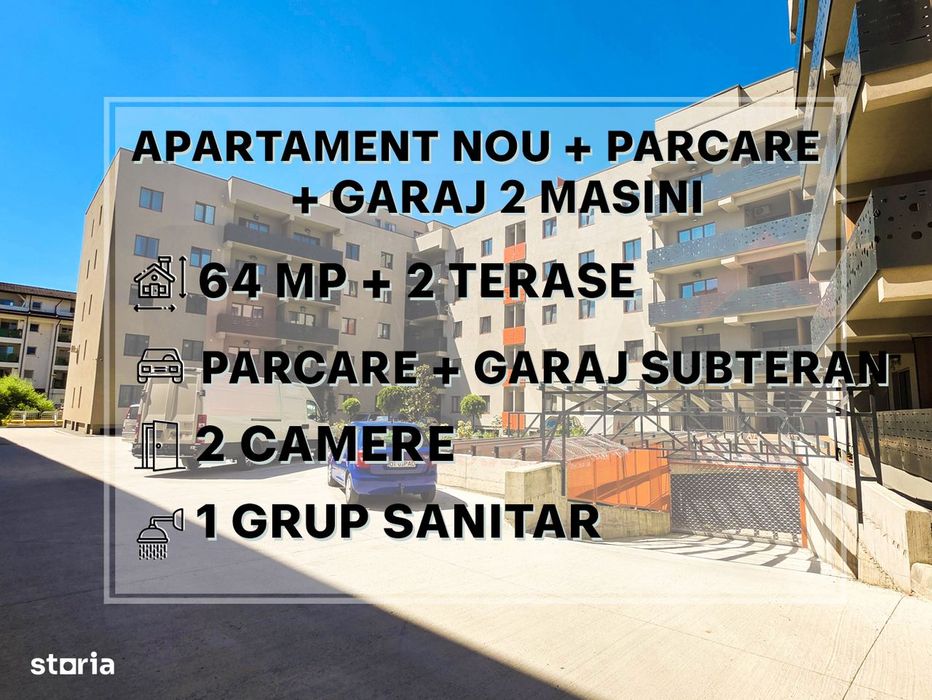 AP. 2 CAM | NOU | Garaj 2 masini | Decomanadat | Parcare| 64 mp |VIDEO