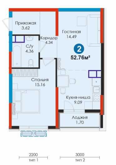 Алмазарском районе 2-комнатная ипотека первый взнос 134млн JOMIY
