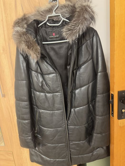 Кожаная куртка пуховик